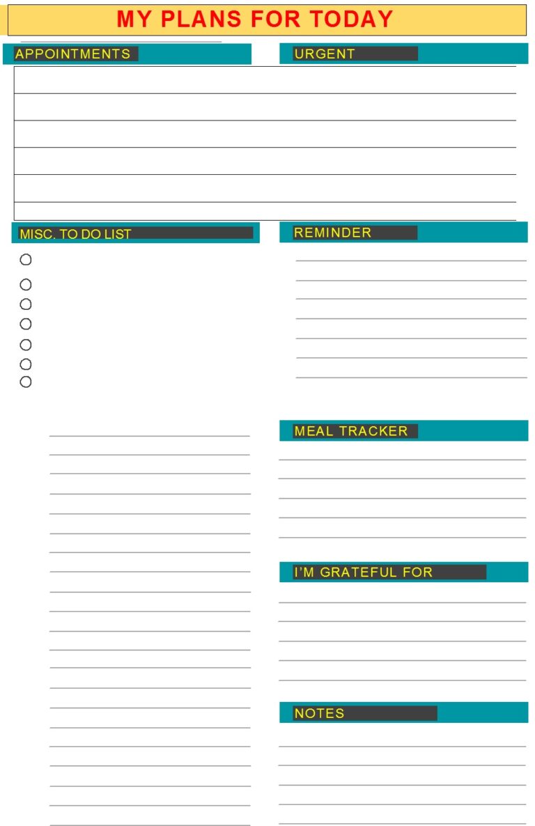 Daily Planner Template - Excel Word Template