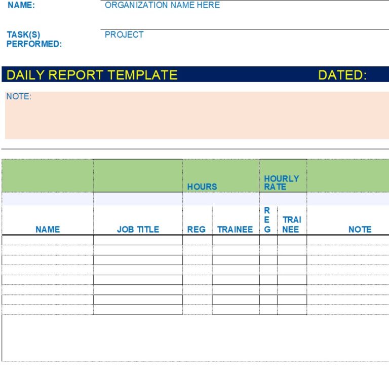 Best 10 Daily Report Templates - Excel Word Template