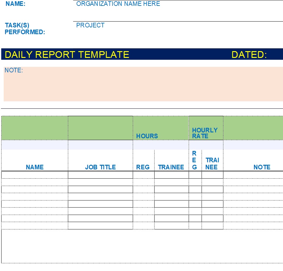 Daily Report Templates Excel Word Template