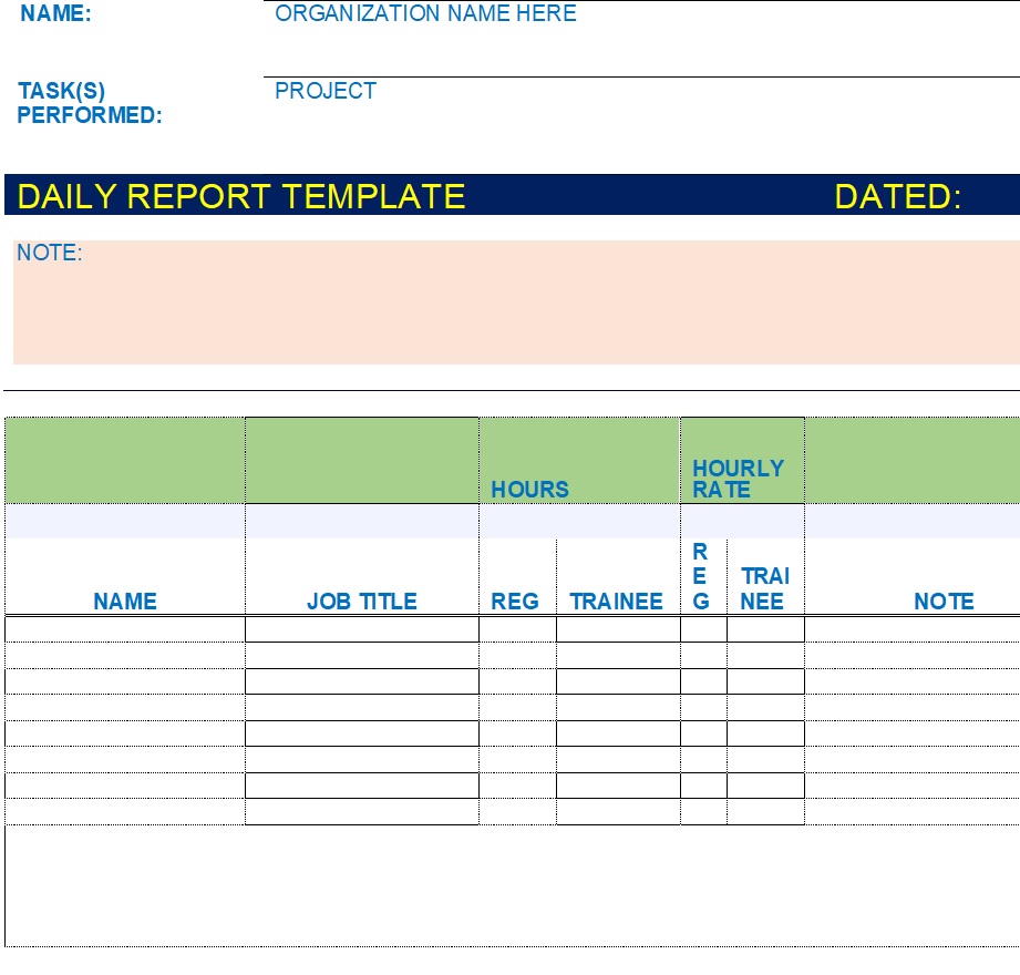 Employee Daily Report Template