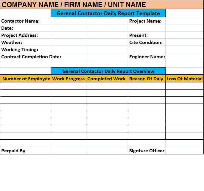 Daily Report Templates - Excel Word Template