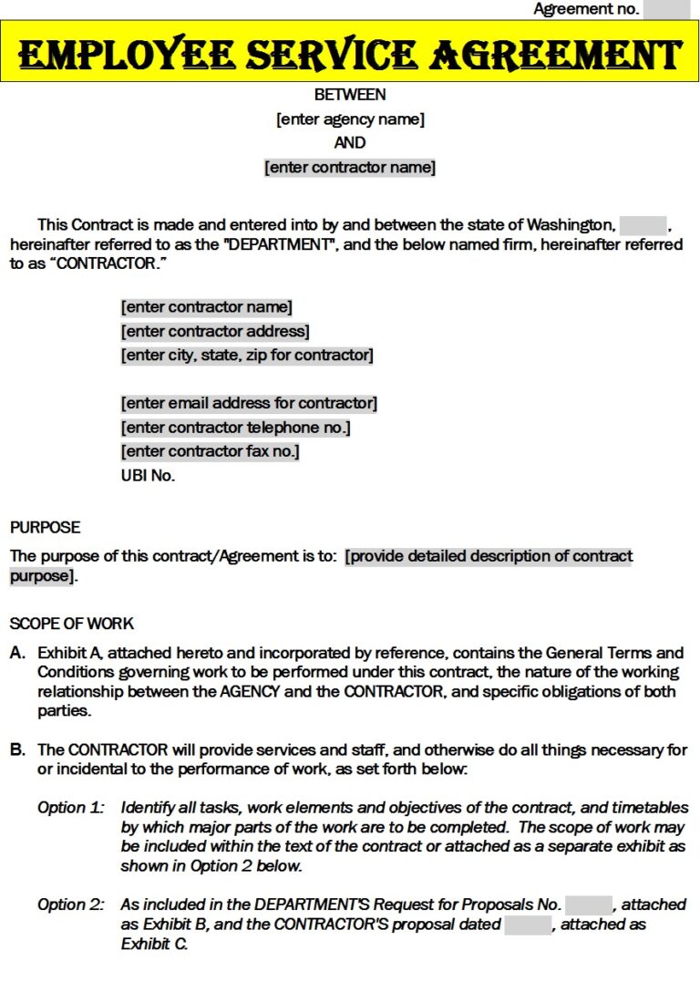 Employment Agreement Template - Excel Word Template