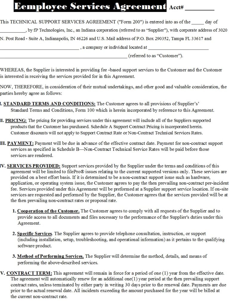 Employment Agreement Template - Excel Word Template