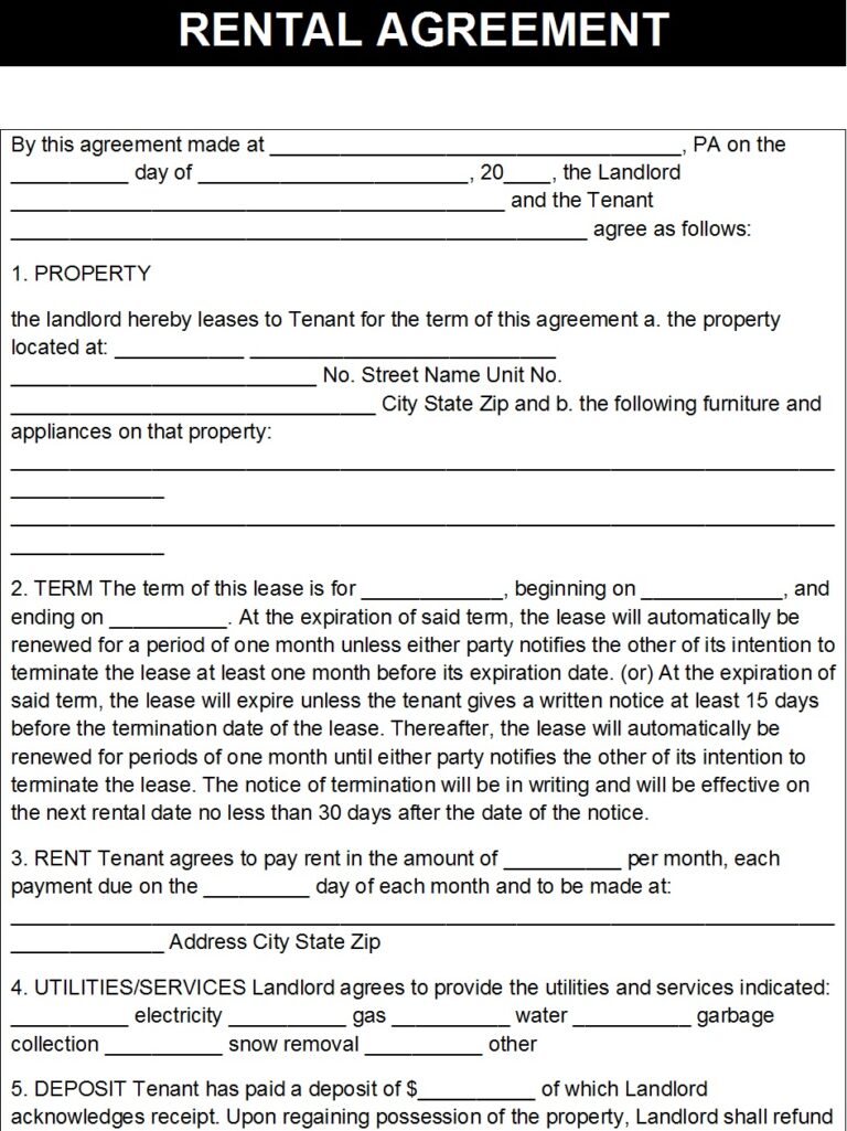 Rental Agreement Template - Excel Word Template