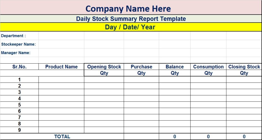 Stock Report Template