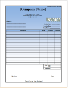 Commercial Invoice Template - Excel Word Template