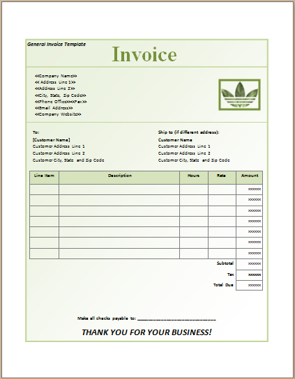 invoice template excel word templates