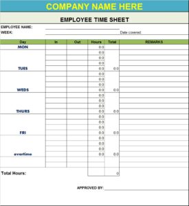 Time Sheet Template - Excel Word Template