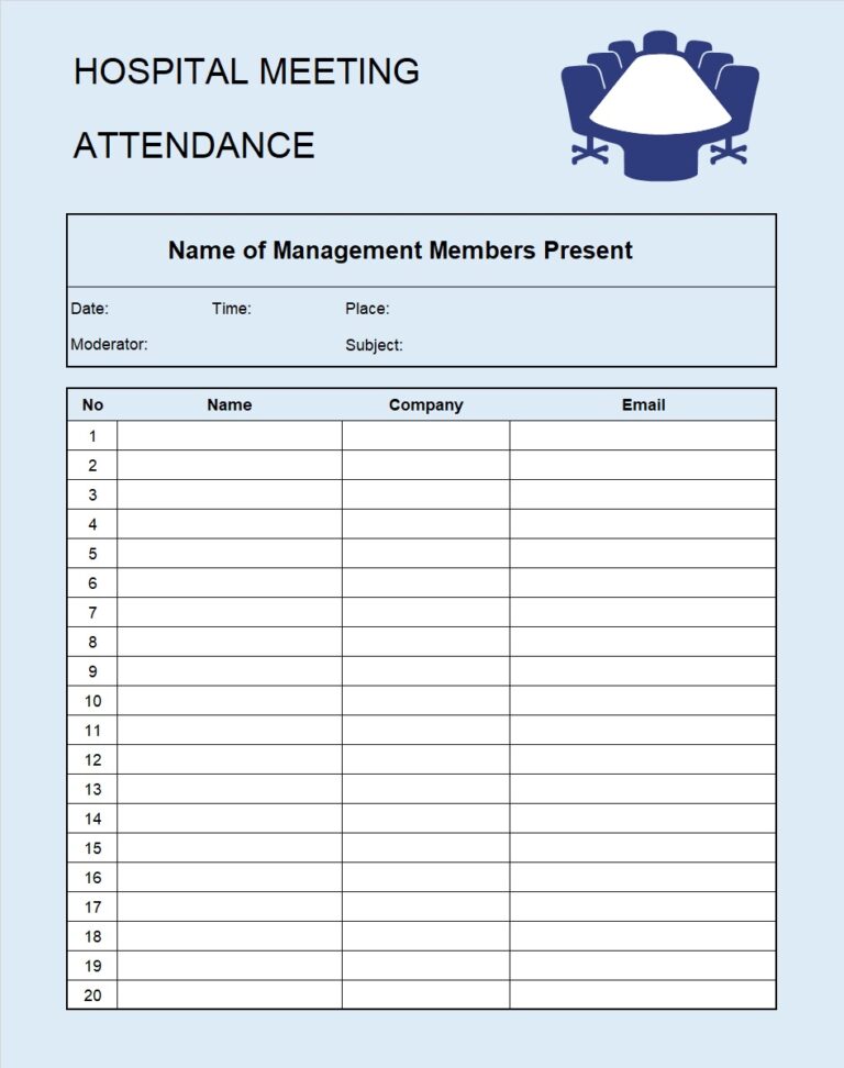 Attendance Sheet Template - Excel Word Template