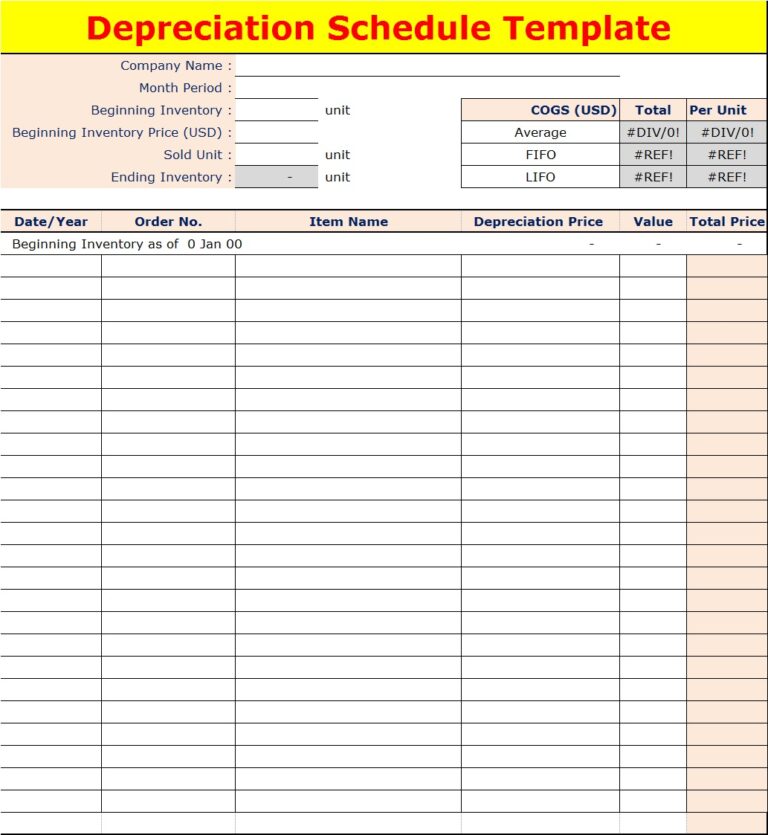 Assets Depreciation Report Template - Excel Word Template