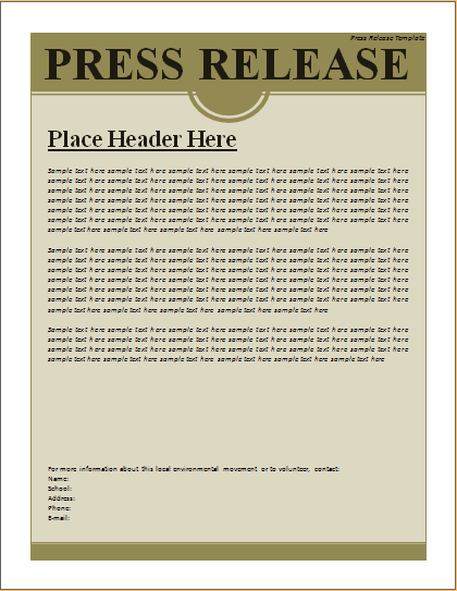 Press Release Template Word Editable