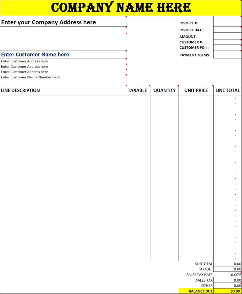 Sales Invoice Template - Excel Word Template