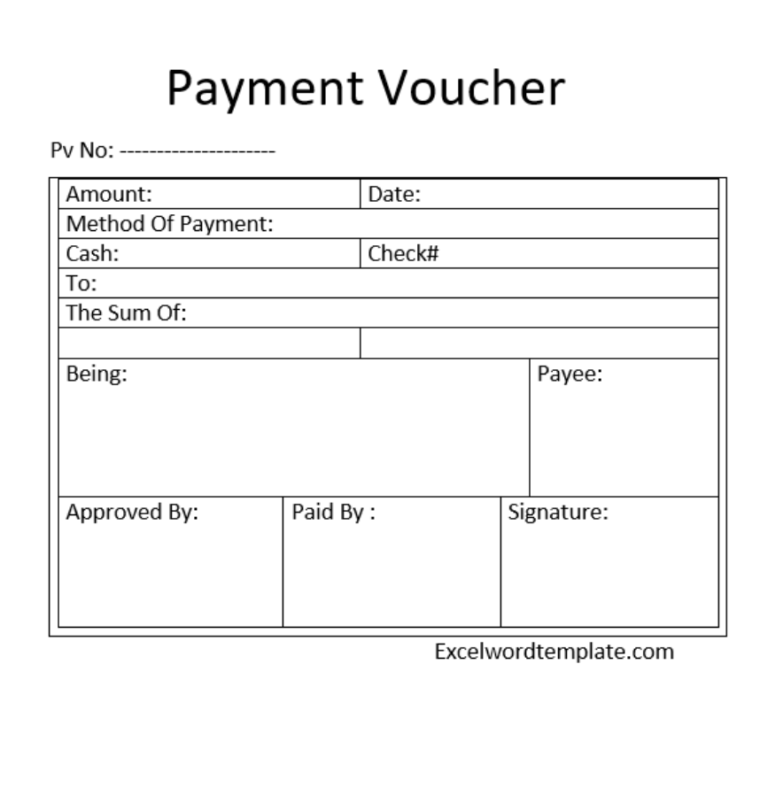 Payment Voucher Template – Excel Word Templates