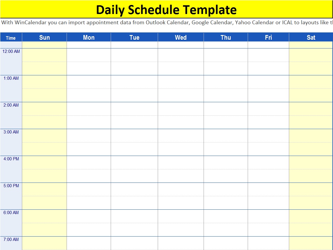  Daily Schedule Template Excel Word Template