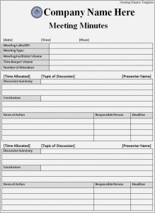 Meeting Minutes Template – Excel Word Templates