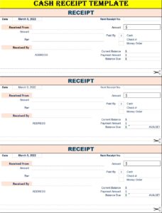 Cash Receipt Template - Excel Word Template