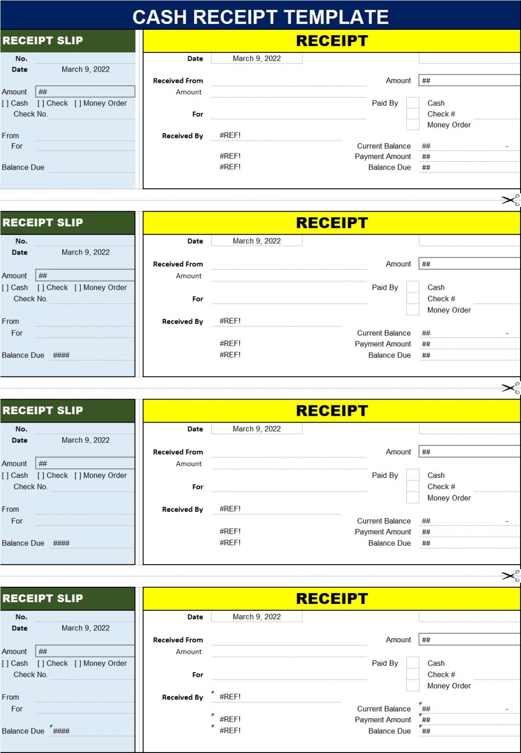 Cash Receipt Template Excel Word Template