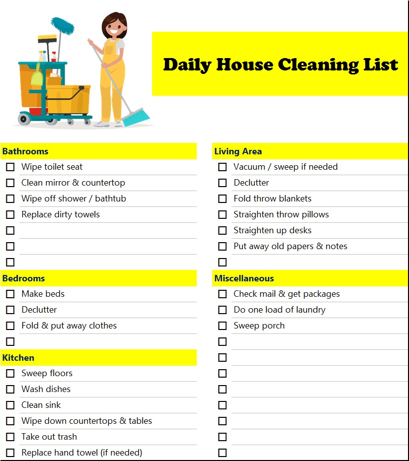 House Cleaning Checklist Templates - Excel Word Template