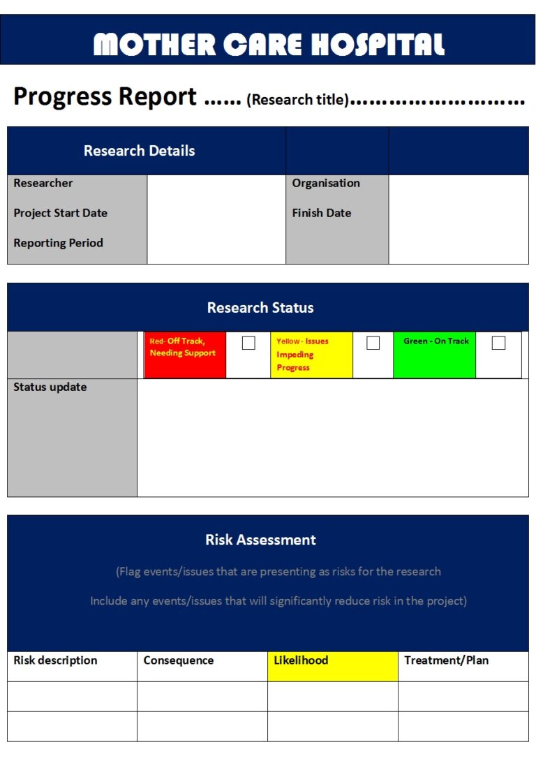 Progress Report Template Excel Word Template