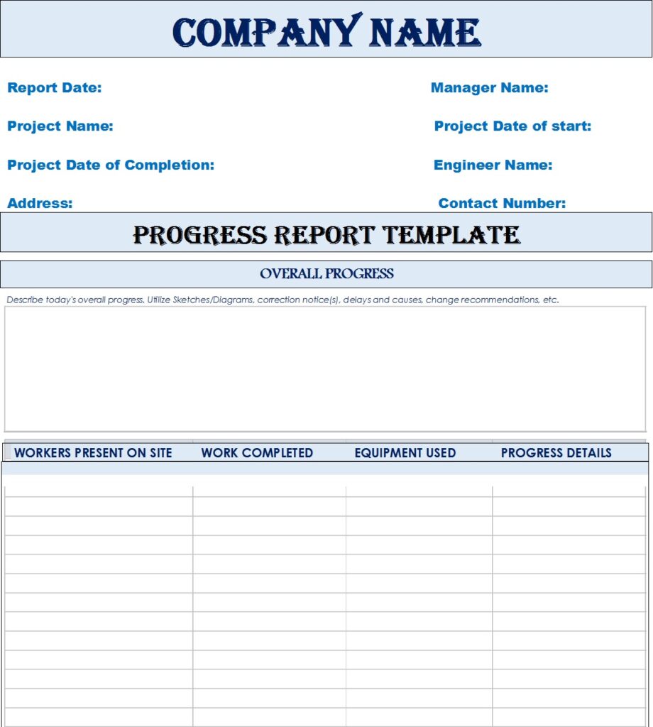 Project Progress Report Templates - Excel Word Template