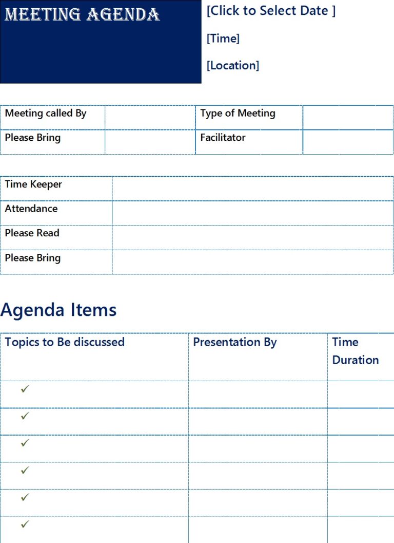outlook meeting agenda template