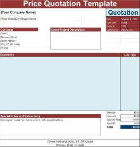 Free Quotation Template - Excel Word Template