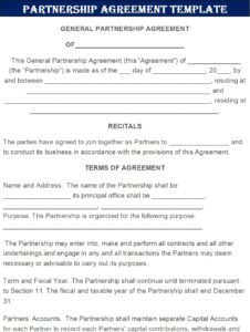 Partnership Agreement Template - Excel Word Template