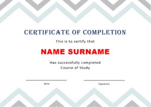 Free Certificate of Completion Template - Excel Word Template