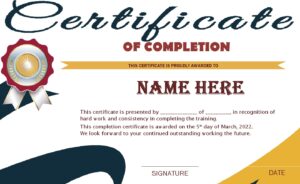 Free Certificate of Completion Template - Excel Word Template