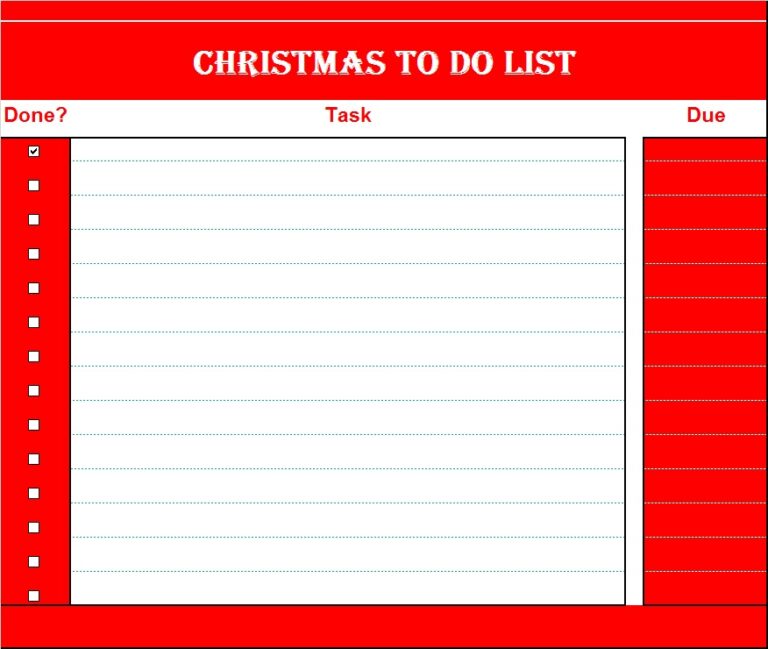 Christmas List Template Excel Word Template