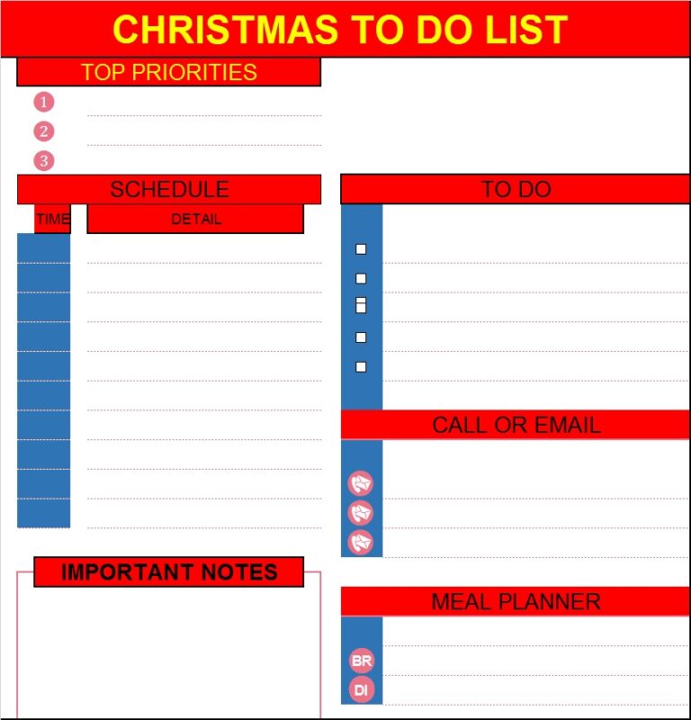 Christmas List Template Excel Word Template
