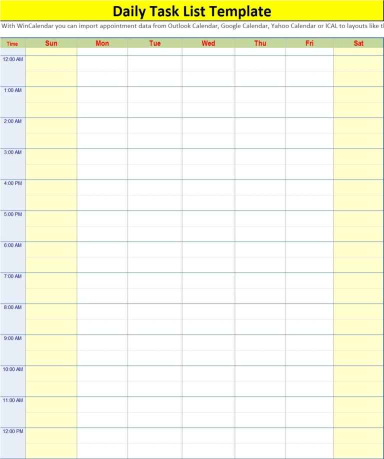 Task List Template - Excel Word Template