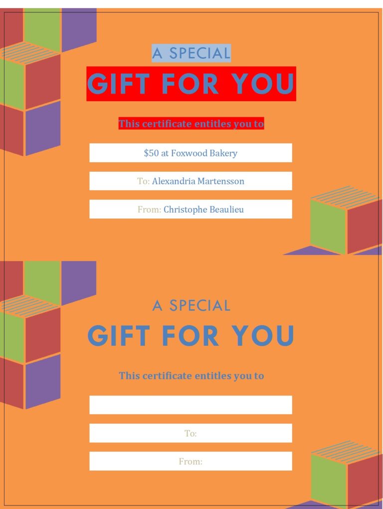 Free Gift Certificate Template - Excel Word Template