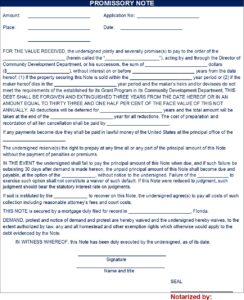 Promissory Note Template - Excel Word Template