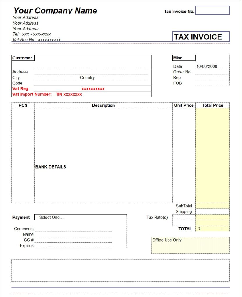 Invoice Template - Excel Word Template