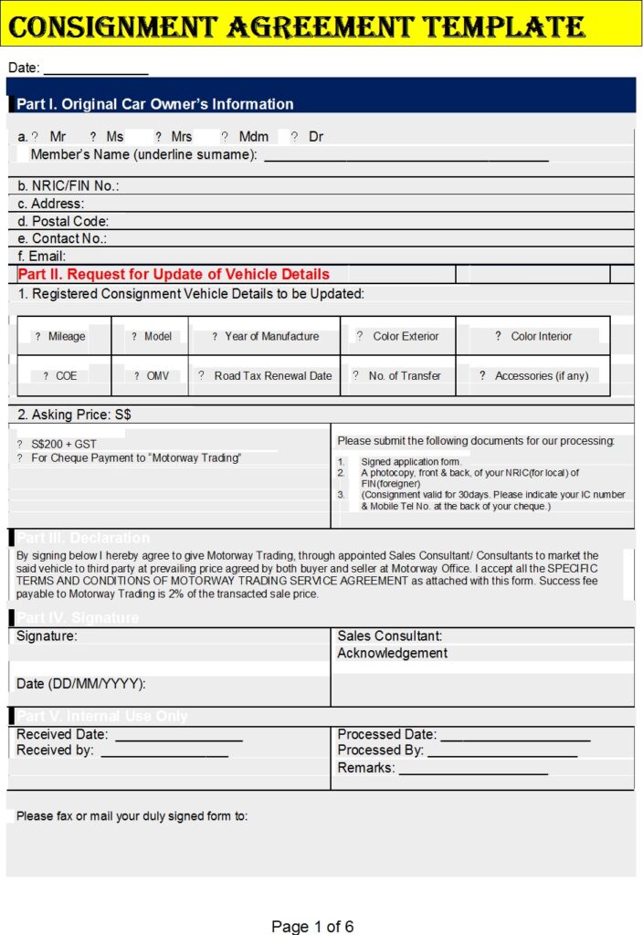 Consignment Agreement Templates - Excel Word Template