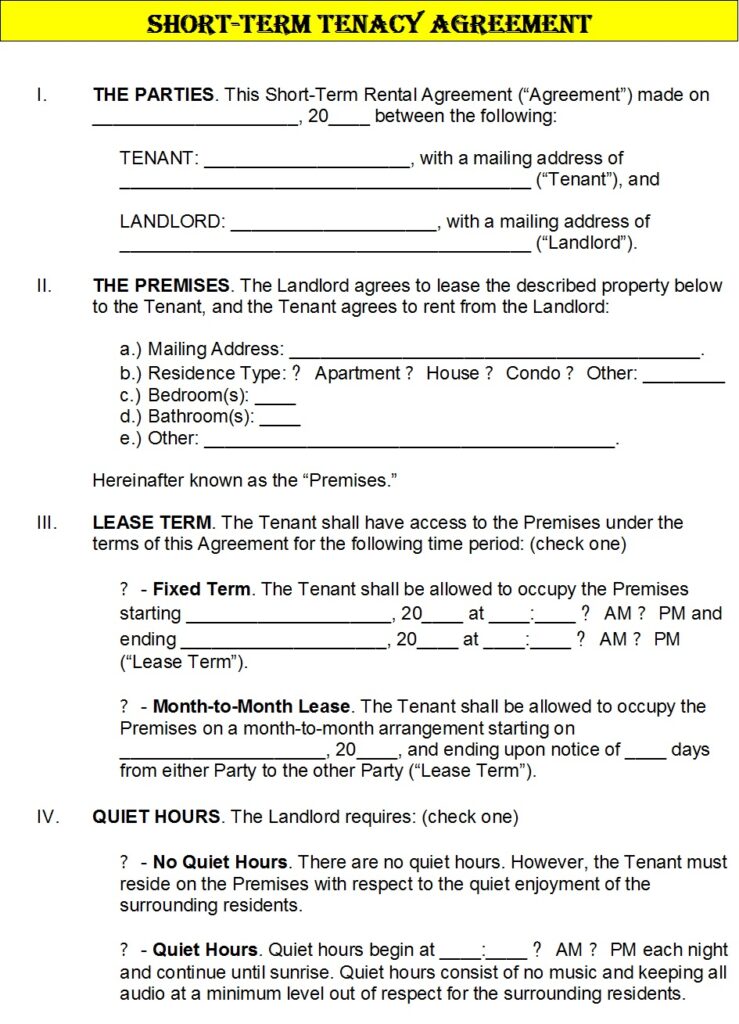 Tenancy Agreement Template - Excel Word Template