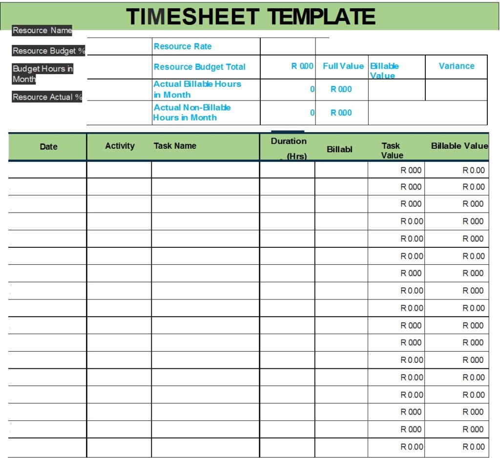 Free Time Sheet Template - Excel Word Template