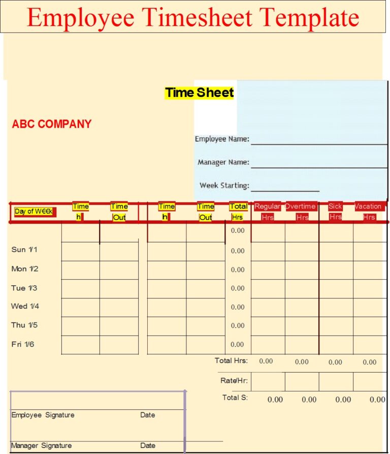 Free Time Sheet Template - Excel Word Template