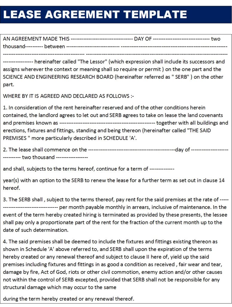 Lease Agreement Templates - Excel Word Template