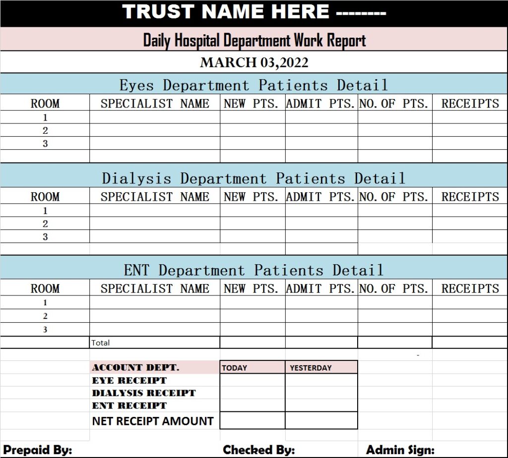 Daily Work Report Template Excel Word Template