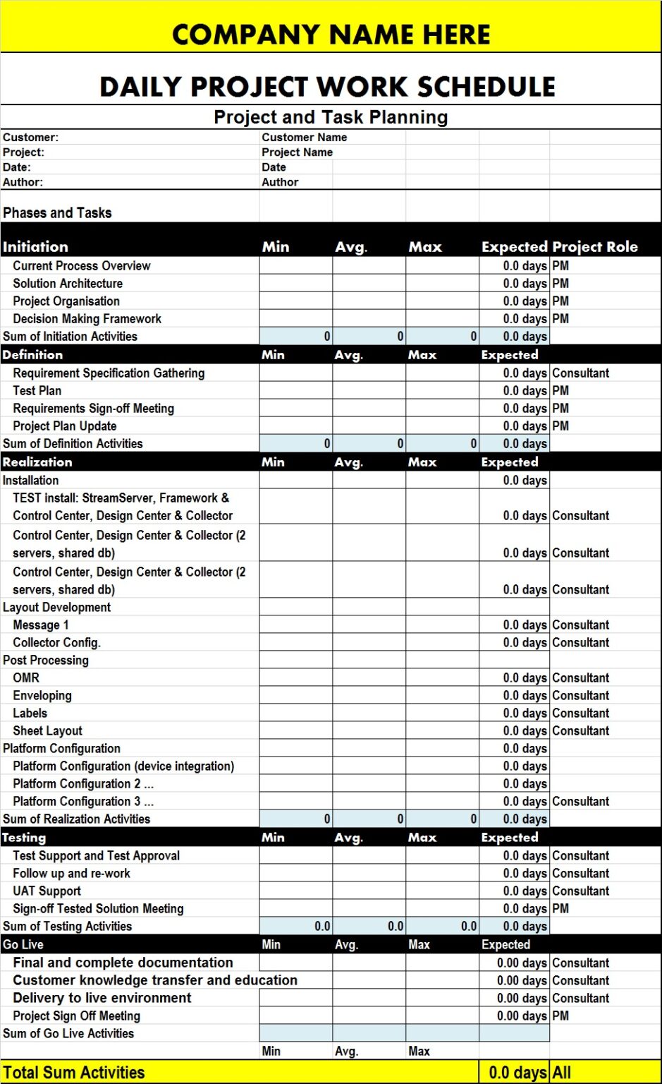 Best 5 Work Schedule Templates Excel Word Template