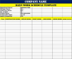 Best 5 Work Schedule Templates - Excel Word Template