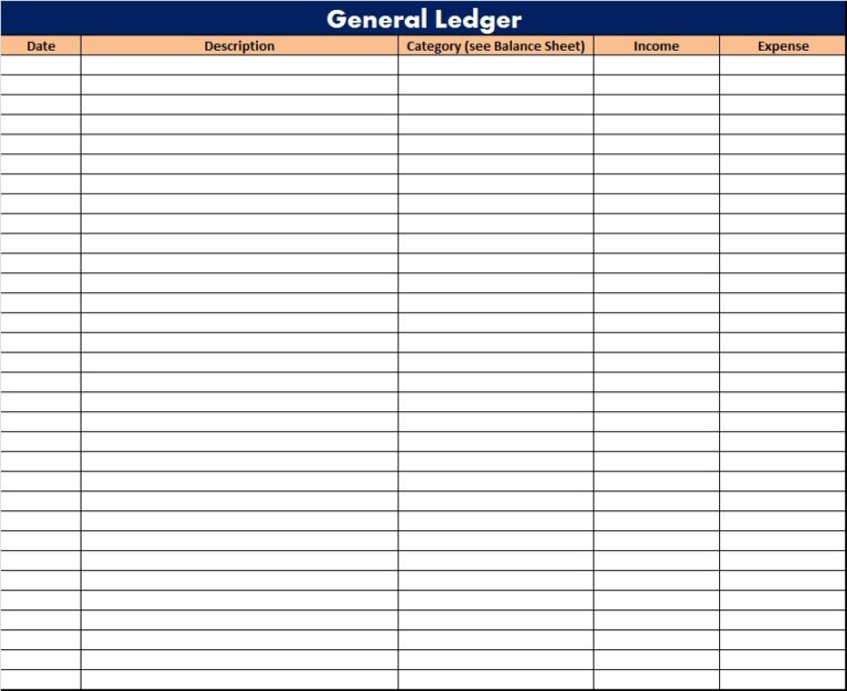 General Ledger Template - Excel Word Template