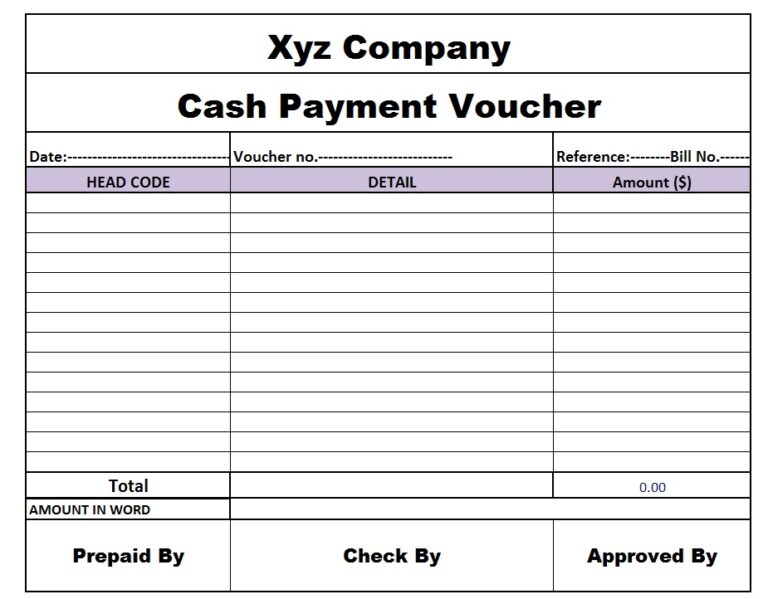 Company Voucher Templates - Excel Word Template