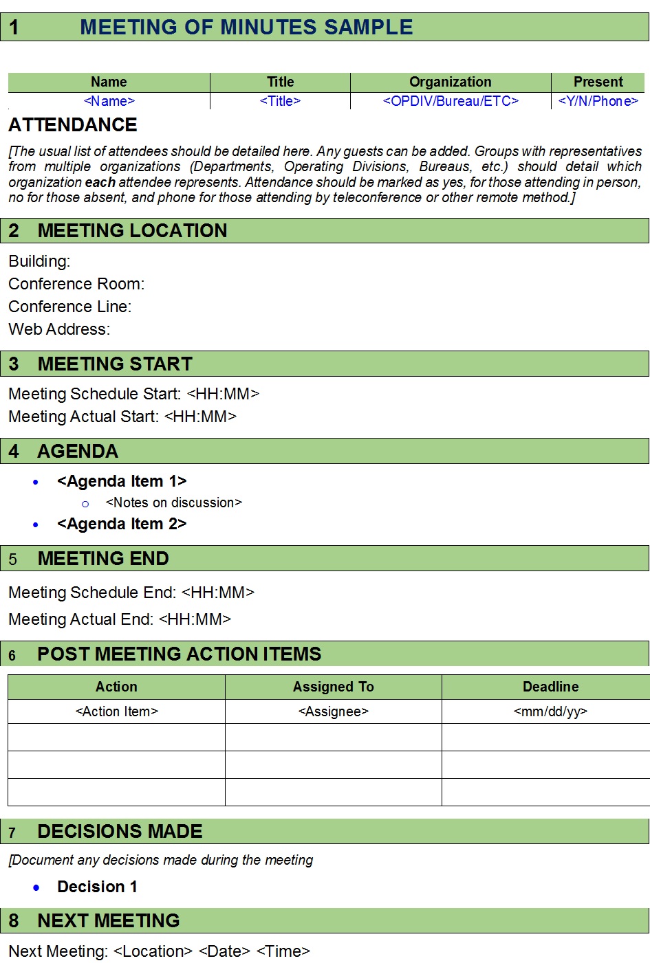 Meeting Minutes Template Excel Word Template