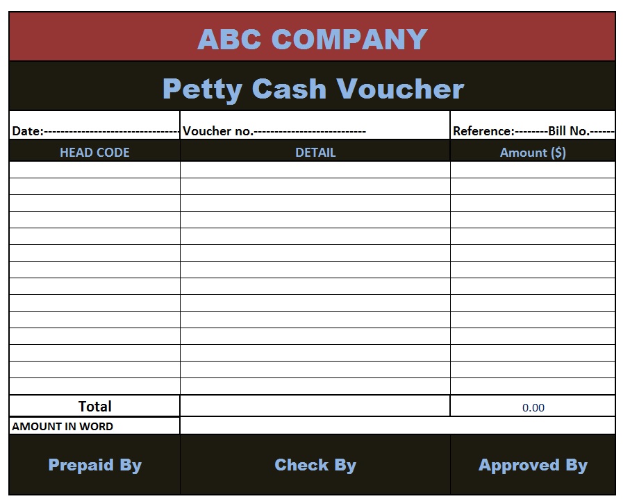 Petty Cash Voucher Templates Excel Word Template