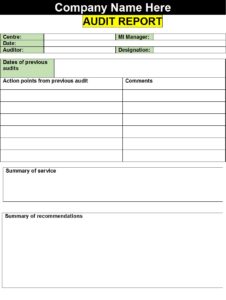 Free Audit Report Templates - Excel Word Template