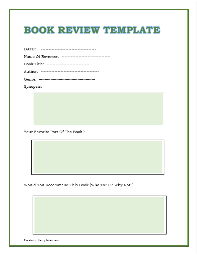 book review template for word