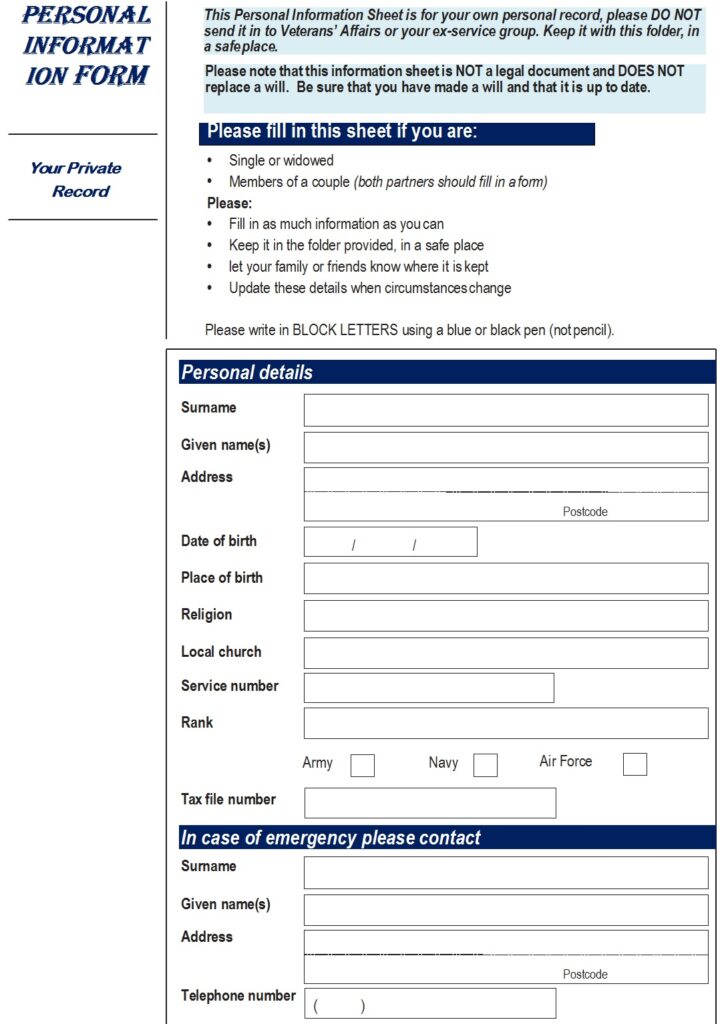 Best Personal Information Forms Templates Excel Word Template